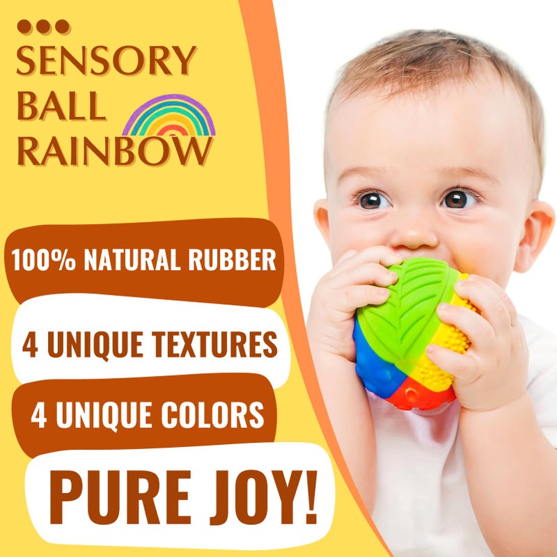 caaocho Pure Natural Rubber Sensory Ball Rainbow 3" - Sealed Hole, BPA Free Baby Ball Toy, for Sensory Play, for Sensory Development, Hole Free Baby Toy, Perfect Bouncer, Without Hole - Image 3